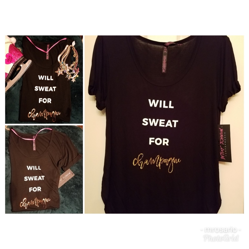 Betsey Johnson "Will Sweat for Champagne" top